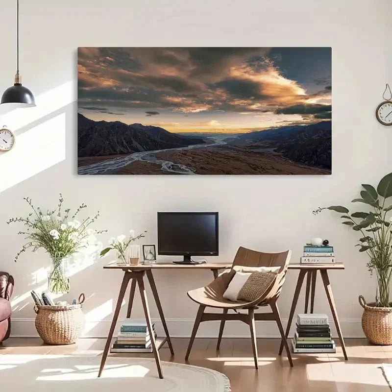 Majestic Mountains & Rivers Wall Art Canvas Office Home Room Framed 120x60cm