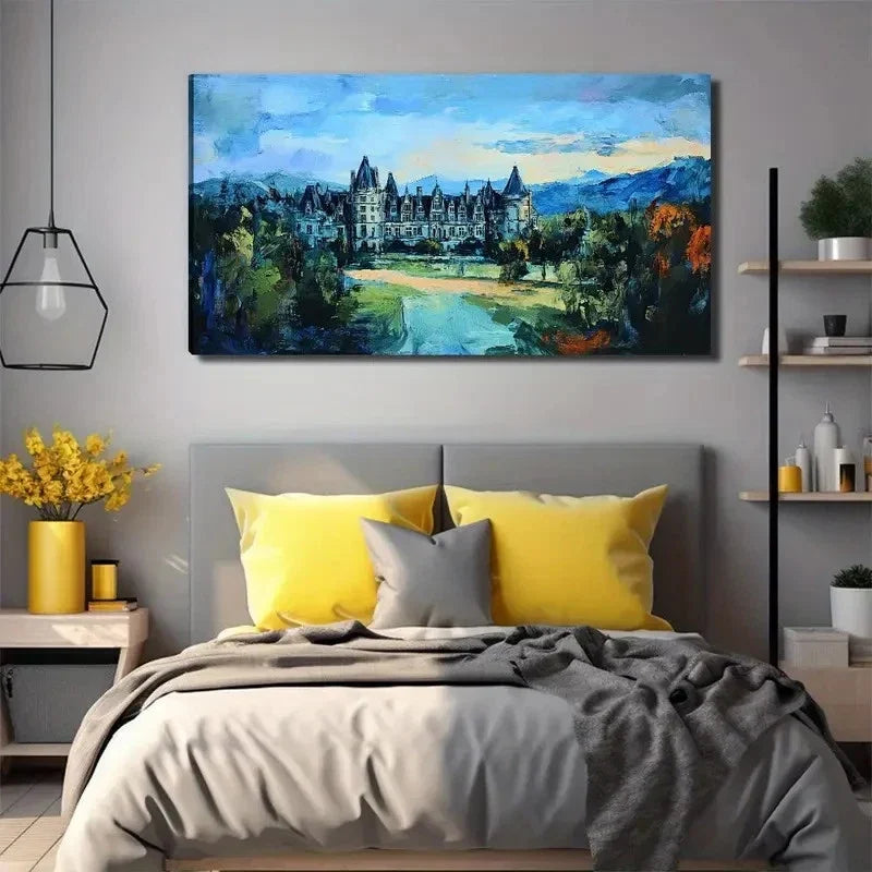 Woods Castle Suitable Space Wall Art Canvas Office Home Room Framed 120x60cm