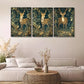 3pcs Golden - deer in Forest Triptych Wall Art Set Canvas Framed 40x60cm - High Quality Print 100% Australian Made Wall Canvas Ready to Hang