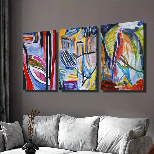 3pcs Brushwork Abstract Decorative Painting Wall Art Set Canvas Framed 40x60cm - High Quality Print 100% Australian Made Wall Canvas Ready to Hang