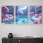 3pcs Magical Pink Trees and River Metal Print Ready to Hang Art