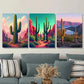 3pcs Desert Cactus Triptych Vibrant Modern Metal Print Ready to Hang Art