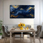 Abstract Deep Blue And Golden Wall Art Canvas Office Home Room Framed 120x60cm