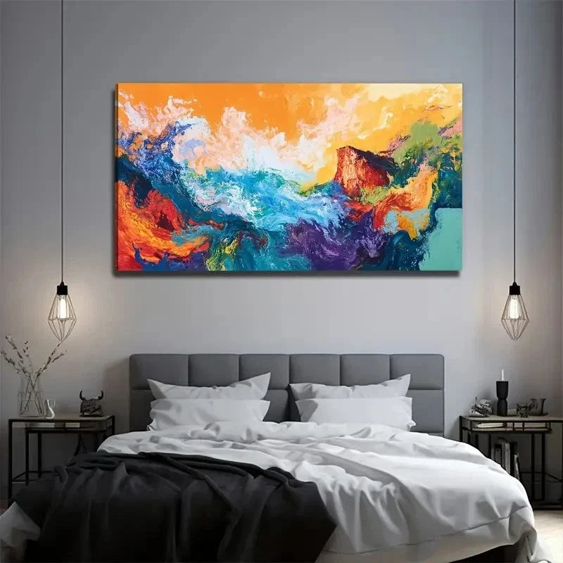 Power Of Paint Mountain Water Wall Art Canvas Office Home Room Framed 120x60cm