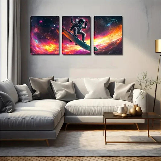 3pcs Future Human Beings Freely Explore   Wall Art Set Canvas Framed 40x60cm - High Quality Print 100% Australian Made Wall Canvas Ready to Hang