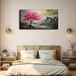 Vibrant Pink Floral Mountain Wall Art Canvas Office Home Room Framed 120x60cm
