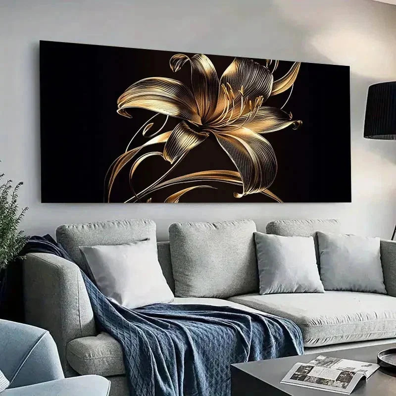 Golden Lily Modern & Chic Wall Art Canvas Office Home Room Framed 120x60cm