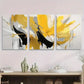 3pcs Abstract Golden and Black Abstract Metal Print Ready to Hang Art