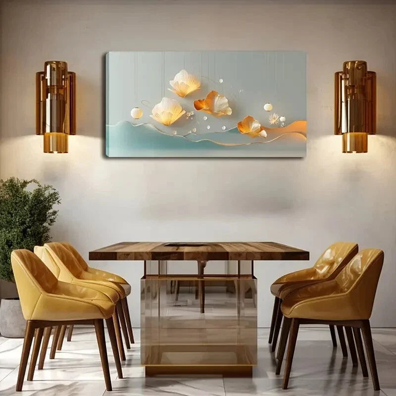 White Flowers And Lanterns Wall Art Canvas Office Home Room Framed 120x60cm