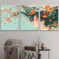 3pcs Modern Abstract Floral & Teal Colourful Metal Print Ready to Hang Art