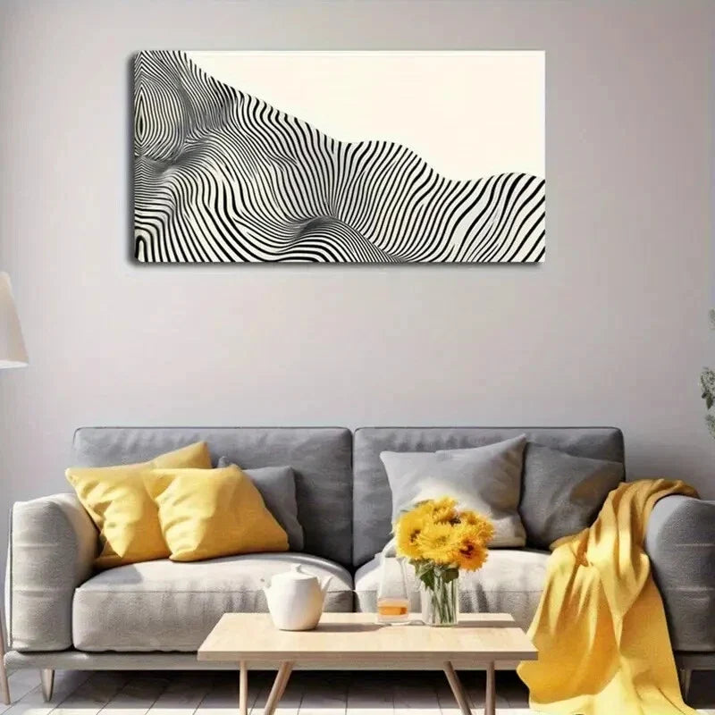 Modern Zebra Stripe B&W Pattern Wall Art Canvas Office Home Room Framed 120x60cm