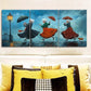 3pcss Featuring a Theme of Dancing in The Rain Wall Art Set Canvas Framed 40x60cm - High Quality Print 100% Australian Made Wall Canvas Ready to Hang