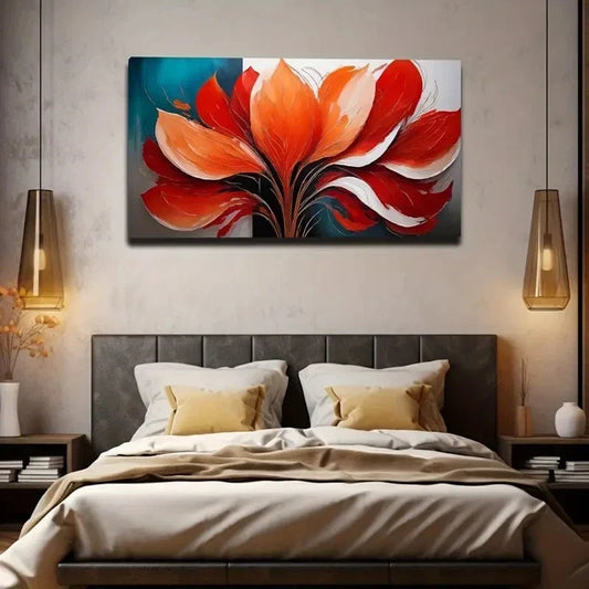 Vibrant Floral Wall Art Canvas Office Home Room Framed 80x45cm
