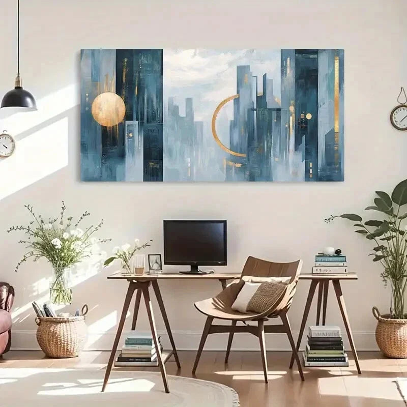 Futuristic Cityscape Spheres Wall Art Canvas Office Home Room Framed 80x45cm