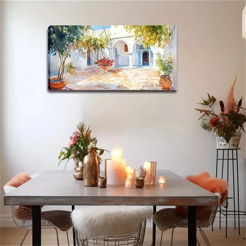 Realistic White Cabin Garden Wall Art Canvas Office Home Room Framed 120x60cm