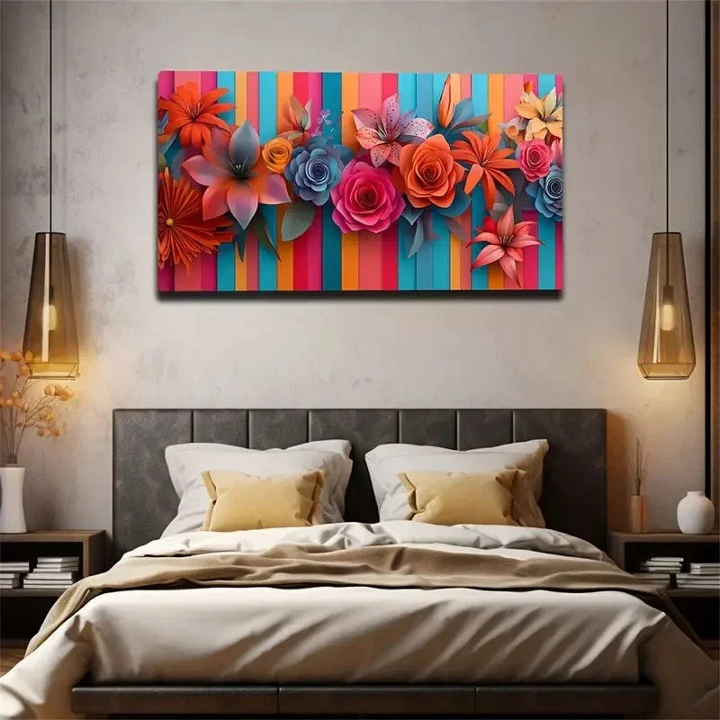 A Colorful Vertical Stripe Wall Art Canvas Office Home Room Framed 120x60cm