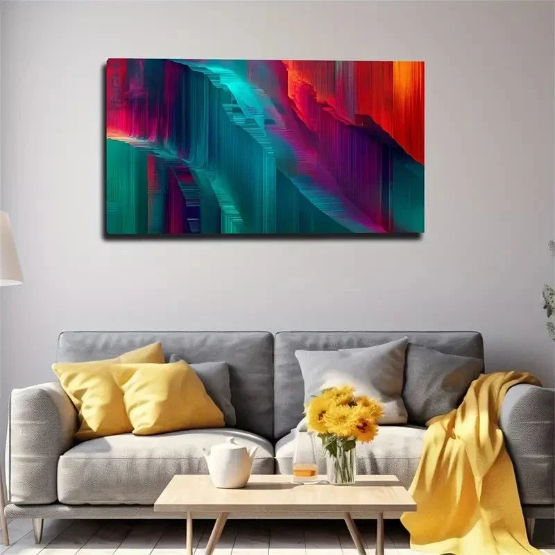 Modern Bohemian Striped Wall Art Canvas Office Home Room Framed 80x45cm