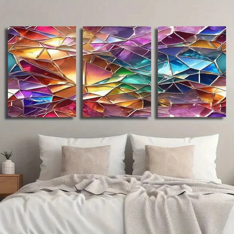 3pcs Abstract Geometric Shapes Creative Wall Art Set Canvas Framed 40x60cm - High Quality Print 100% Australian Made Wall Canvas Ready to Hang