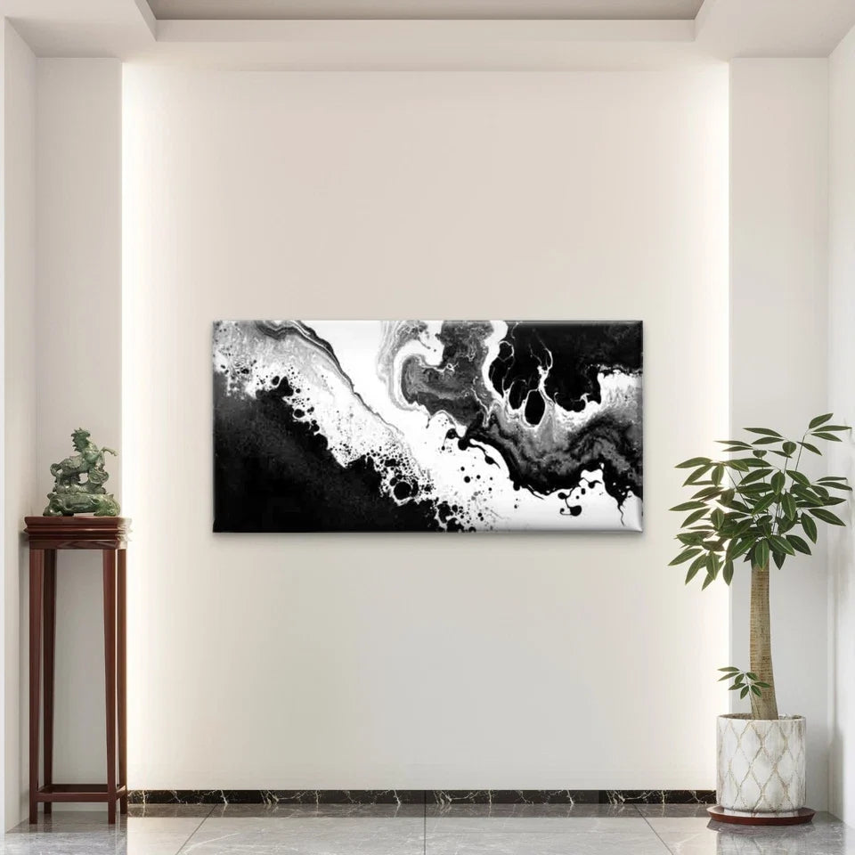 Featuring a Striking Abstract Wall Art Canvas Office Home Room Framed 80x45cm