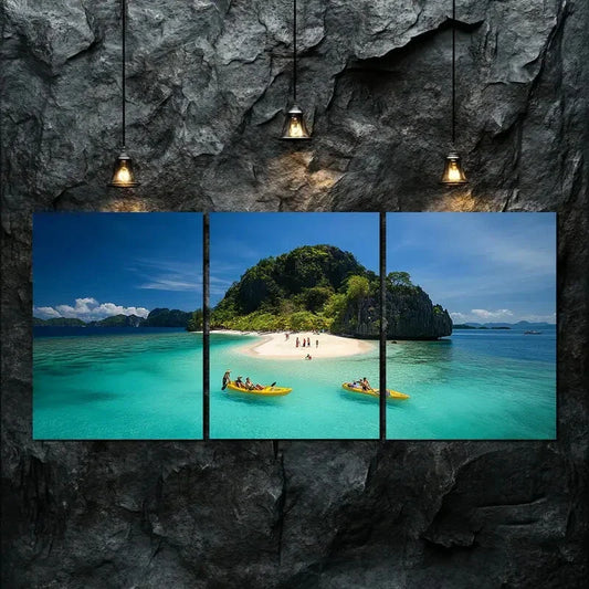3pcs Featuring Tropical Islands Nature Perfect Wall Art Set Canvas Framed 40x60cm - High Quality Print 100% Australian Made Wall Canvas Ready to Hang