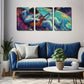 3pcs Astronaut Playing Guitar in Space Wall Art Set Canvas Framed 40x60cm - High Quality Print 100% Australian Made Wall Canvas Ready to Hang