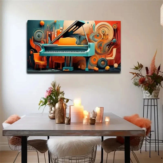 Abstract Children's Piano Wall Art Canvas Office Home Room Framed 80x45cm