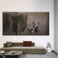Curious Children Peeking Wall Art Canvas Office Home Room Framed 80x45cm