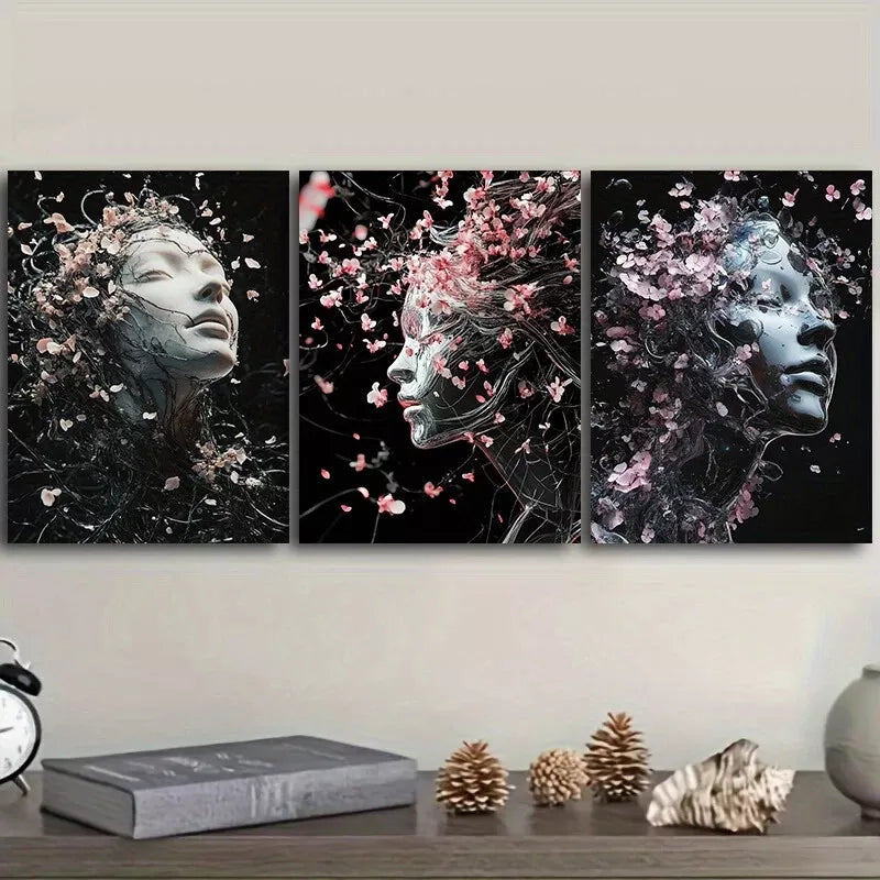 3pcs Ethereal Figure In Dark Background Wall Art Set Canvas Framed 40x60cm - High Quality Print 100% Australian Made Wall Canvas Ready to Hang