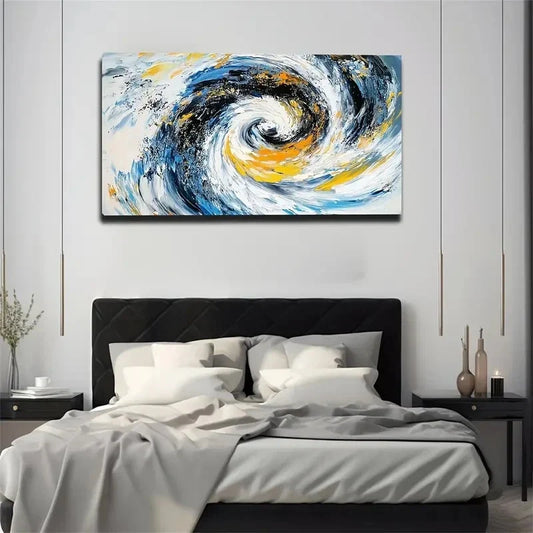Abstract Black and White Swirl Wall Art canvas office home room framed 120x60cm