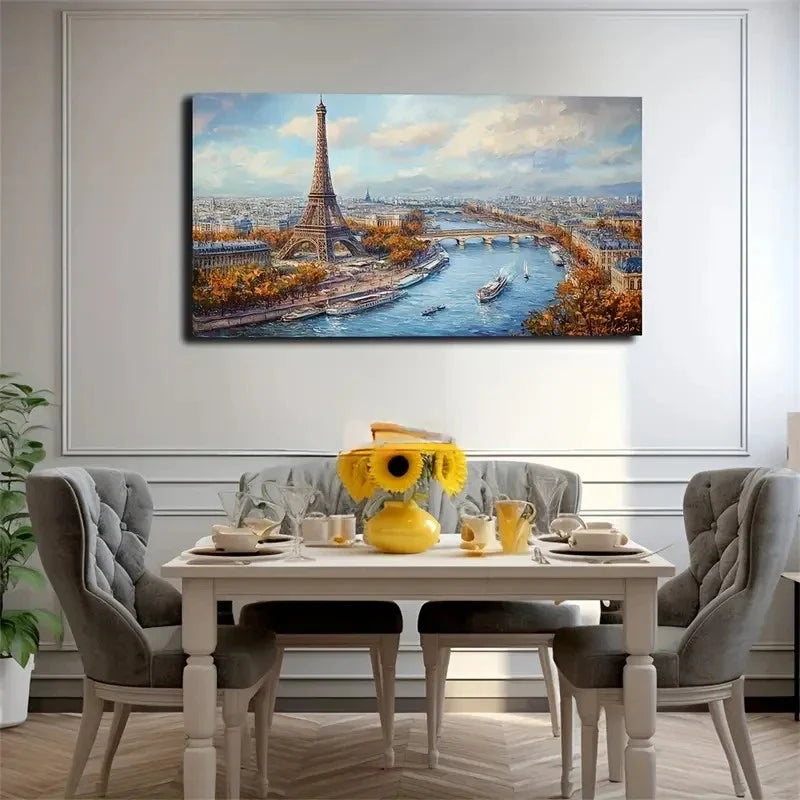 Paris Iron River Decoration Wall Art Canvas Office Home Room Framed 120x60cm