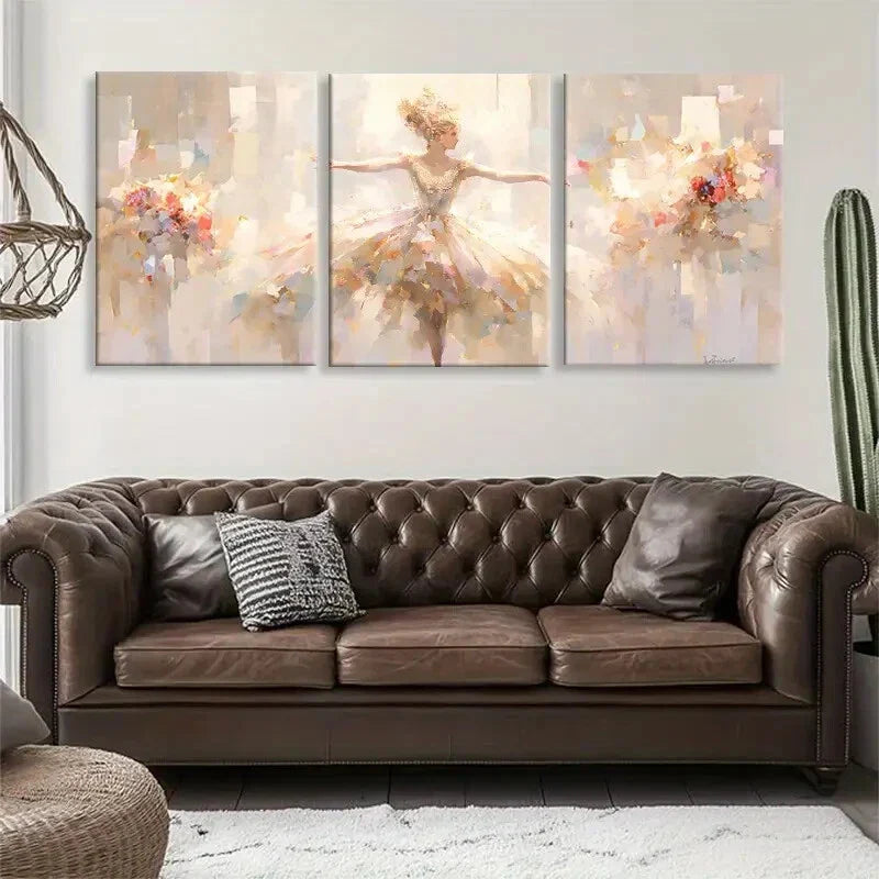 3pcs Abstract Ballet Dancer Elegant Perfect Wall Art Set Canvas Framed 40x60cm - High Quality Print 100% Australian Made Wall Canvas Ready to Hang