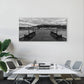 Black and White Coastal Pier At Sea Wall Art Canvas Office Home Framed 120x60cm