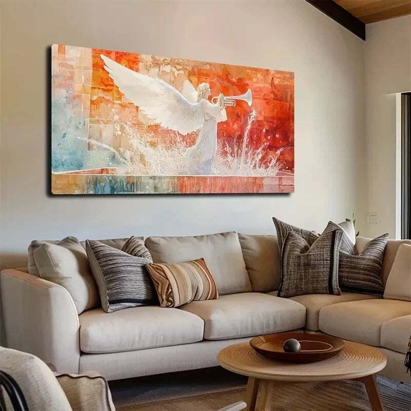 An Angel with White Wings Wall Art Canvas Office Home Room Framed 120x60cm