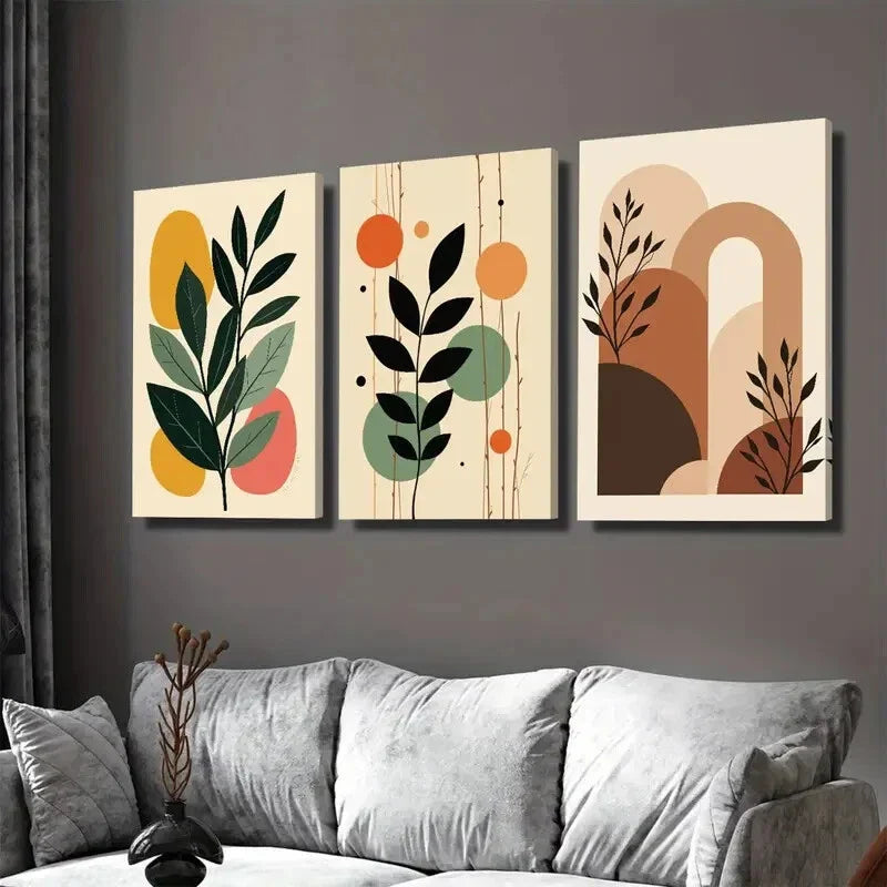 3pcs Abstract Botanical Framed Colorful Wall Art Set Canvas Framed 40x60cm - High Quality Print 100% Australian Made Wall Canvas Ready to Hang