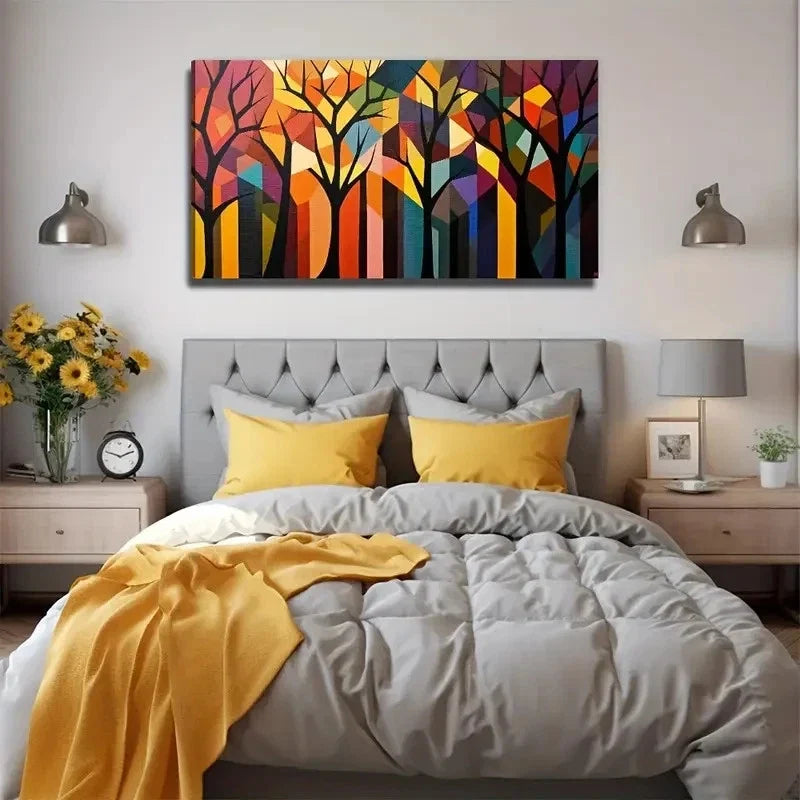 Abstract Forest Suitable Wall Art Canvas Office Home Room Framed 120x60cm
