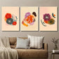 3pcs Mid-Century Colorful Botanical Flower Wall Art Set Canvas Framed 40x60cm - High Quality Print 100% Australian Made Wall Canvas Ready to Hang