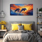 Dolphins Leaping Out of Ocean Wall Art Canvas Office Home Room Framed 120x60cm