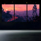 3pcs Sunset Cityscape Highway and Skyline Metal Print Ready to Hang Art