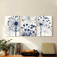 3pcs Navy Blue Gray Abstract Flowers Metal Print Ready to Hang Art
