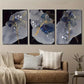 3pcs Blue Golden and Grey Botanical Flower Wall Art Set Canvas Framed 40x60cm - High Quality Print 100% Australian Made Wall Canvas Ready to Hang