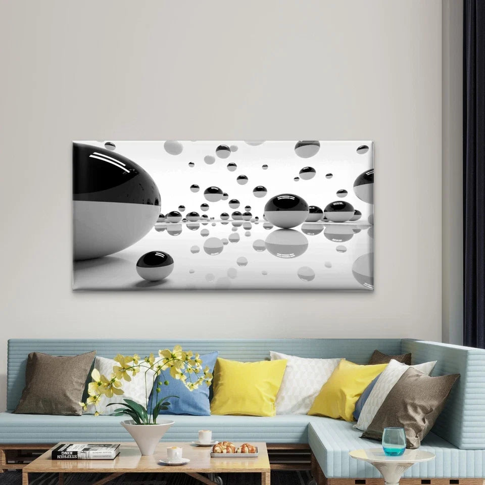 Abstract Black And White Wall Art Canvas Office Home Room Framed 120x60cm