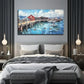 Fisherman'S Harbor Perfect Wall Art Canvas Office Home Room Framed 80x45cm