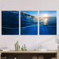 3pcs Vibrant Blue Waves & Sunlight Reflection Metal Print Ready to Hang Art