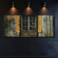 3pcs Vintage Window & Autumn Leaves Wall Art Set Canvas Framed 40x60cm - High Quality Print 100% Australian Made Wall Canvas Ready to Hang