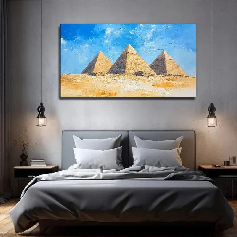 Egyptian Pyramid Modern Wall Art Canvas Office Home Room Framed 80x45cm