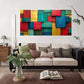 Colorful Wooden Blocks Abstract Wall Art Canvas Office Home Room Framed 120x60cm