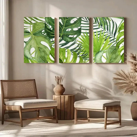3pcs Banana Leaf Tropical Leaves Metal Print Ready to Hang Art