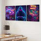 3pcs Fashion Sports Games Neon Style Mouse Game Wall Art Set Canvas Framed 40x60cm - High Quality Print 100% Australian Made Wall Canvas Ready to Hang
