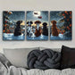 3pcs Festive Dogs Watching Santa Claus, Metal Print Ready to Hang Art