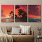 3pcs Tranquil Beach Sunset Tropical Plants Wall Art Set Canvas Framed 40x60cm - High Quality Print 100% Australian Made Wall Canvas Ready to Hang
